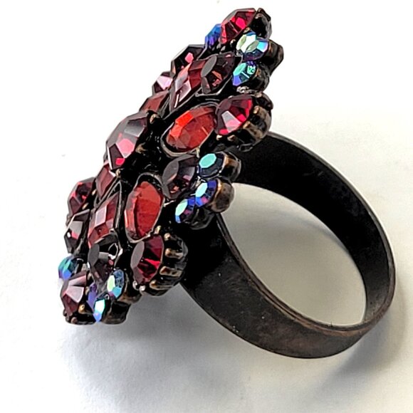 Red Ring Red Flower Ring Adjustable Flower Motif Ring-NEW - Picture 6 of 8